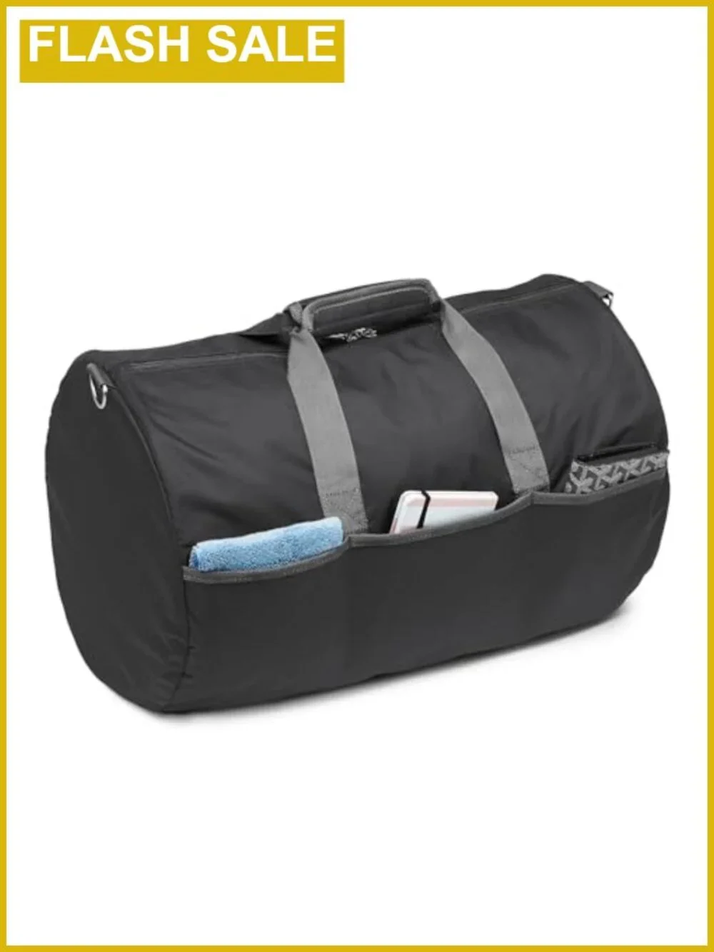 Foldable Nylon Duffel Bag with Zippered Pockets for Travel & Sports